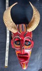 Vintage Red Devil Mask From Central America 1970s Carved From Wood Guatemala