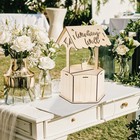 Wooden Wishing Well Wedding Card Box  Slot  Rustic Money Envelope Holder  Party