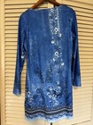 Nwot Amazon Women   s Long Sleeve Dress Blue Floral Knee Length Size Large