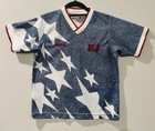 Adidas Usa National Team Soccer Jersey Size M Blue White Red Star Pattern V-neck