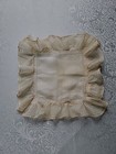 Antique 19th Century Ecru Wedding Net Lace Hankie With Ecru Embroidery 
