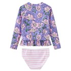 Toddler Girls Rash Guard Swimsuit Set 2-piece Long Sleeve Bathing Suits Upf 5   