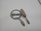 Vtg Art Noveau Silver Plated Vanity Dressing Table Set Hand Mirror Hair Brush 