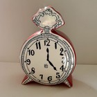 Anthropologie Tick Tock Clock Molly Hatch Red Ceramic  White Face Read