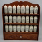 M j  Hummel Vintage 24 Ceramic Spice Jars With Lids And Wooden Rack Set  1987