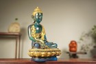Chinese Ancient Tibetan Glazed Gilded Buddha Statue  Pharmacist Buddha