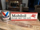 15  X 4   Mobil Oil Porcelain Over Steel Fence Sign With Pegasus   Thick   Heavy