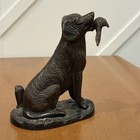 Bronze Brass Retriever Hunting Dog W  Bird Prey In Mouth Hallmark  8