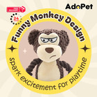 Adopet Squeaky Pet Toy     Brown Monkey Plush With 9 8 Inches 