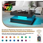 Square Coffee Table Black High Gloss Wooden Centre Tea Table With Led Rgb Lights