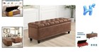 Storage Ottoman Bench 51 Inch Rectangular Brown Fabric Seat Home Living Room