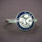 Art Deco Style 2 5ct Old European Lab-created Diamond Engagement Ring 925 Silver