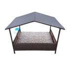 Outdoor Wicker Dog House With Canopy Rattan Outside Dog Shelter  38 2 lx25 98  w