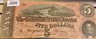 1864  5 Confederate States Of America Note Currency T-69 Pcgs Very Fine 35