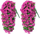 Bassion 2 Pack Artificial Hanging Petunias Flowers For 19 7 Inches  Fuchsia