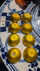 Set Of 8 Emalox 4    Yellow Aluminum  Bowls Norway  Mint 2 W  Labels 1950s