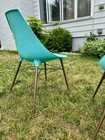 Pair Of Mid Century Modern Aqua Bucket Chairs Hard Plastic 1960s - Pick Up In Ct