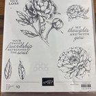 Stampin Up Retired Cling Acrylic Prized Peony Flowers Love Thanks Sympathy