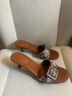 Coach Jacquard Margot Crystal Tans And White Kitten Heels