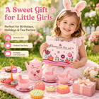 Kids Plastic Tea Party Set For Toddlers   Girls Ages 3-8     Princess Pretend Play