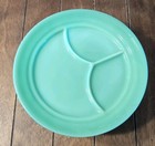 Set Of 6 Vintage Fire King Jadite 3 Part Divided Dinner Plates