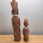 Two Hand Carved Wood Figures African Tribal Statue Set