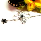 Flower Handmade Gemstone Hair Pin 925 Sterling Silver Jewelry