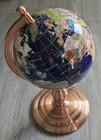 Vintage World Globe Gemstone Inlay And Brass Stand 16  Tall And Wide