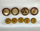 Mismatched Lot Of 9 Antique Victorian Buttons Shiny Brass Gold Tone Metal Round