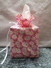 Daisies Flowers On Pink Cotton Fabric Square Tissue Box Cover   Handmade