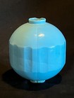 Antique 12 Sided Struthers Robins Egg Blue Milk Glass Lightning Rod Ball  4 3 4 