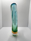 Vintage Murano Sommerso Art Glass Vase 13 5    Blue Amber Yellow 7 7 Lbs Mcm