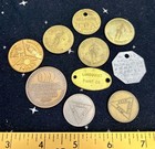 Vintage Advertising Tokens Lot Of 10 Brass   Metal Various Businesses