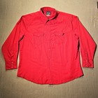 Wrangler Red Western Pearl Snap Shirt Xxl Pinstripe Cowboy Rockabilly
