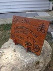 12in  X 8in  Hand Carved Aleister Crowley Ouija Board W  Planchette And Stand