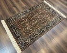 Indo Per sian Rug 3x5 Red Navy Blue Allover Pattern Fine Hand Knotted Wool