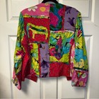 Pink And Green Blazer With Abstract Floral Design