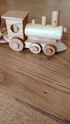 Handcrafted Wooden Toy Train Set With Engine And Multiple Cars Natural Wood