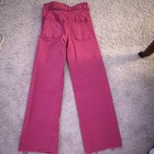 Zara Girls Pink Bootcut Denim Jeans Size S Solid Button Closure Pockets