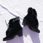 1940s 50s Black Rabbit Fur Trimmed Galoshes