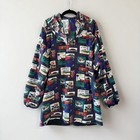 Vintage Bonz Oversized Reversible Jacket Travel Aussie Postcard Print Navy Blue