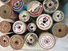 Lot Of 35 Vintage Wooden Spools Asst Sewing Thread Various Colors Brands