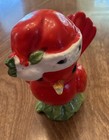 Vintage Ceramic Japan Red Cardinal Bird Santa Hat Salt   Pepper Shakers Set