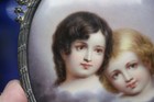 Lovely Antique  Sterling Silver Photo Frame Wth Hand Painted Porcelain  B1