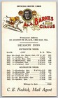 Vintage 1930 Al G  Barnes Circus Route Card Quebec Ontario Locations Lion Horse