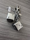 Nwt Coach 3d Solid Metal Dice Cluster Bag Charm Keychain Key Fob Silver Cz128