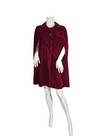 1960s Cranberry Red Rayon Velvet Cape Cloak I Sz Med