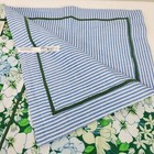 Anthropologie Lyla Double Sided Table Runner Bright Blue Green Spring Decor New