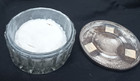Vintage Silver-plated Glass Vanity Powder Jar With Ornate Floral Design Lid