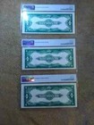 1923  1 One Dollar Silver Certificate 3 Consecutive Notes horse Blanket   Pmg 65
